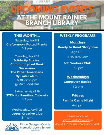 Mount Rainier Branch Library Events