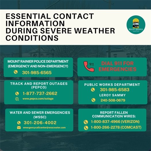 Important Numbers during Severe Weather Conditions